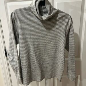 L.L. Bean Gray and White Striped Turtleneck